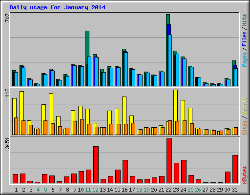 Daily usage for January 2014