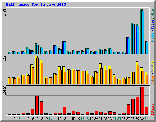 Daily usage for January 2015